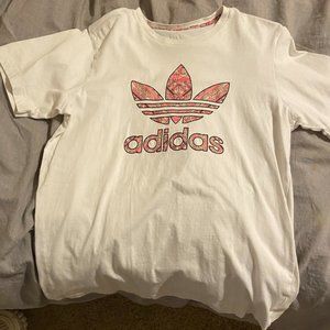 White and pink Adidas xl short sleeve shirt